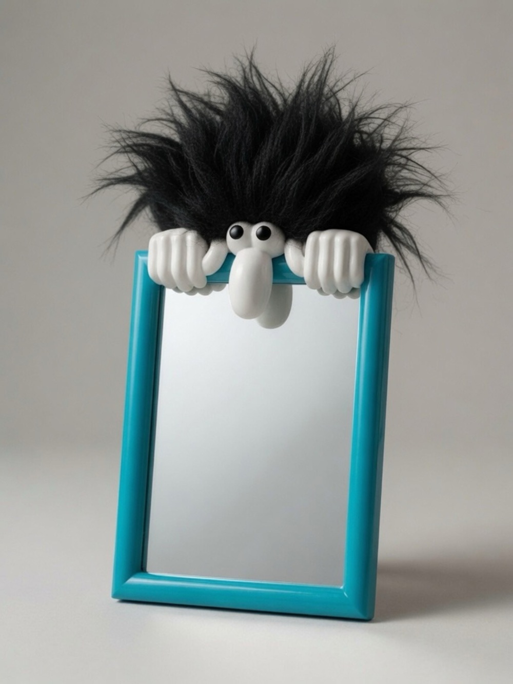 Funny face blue desk mirror